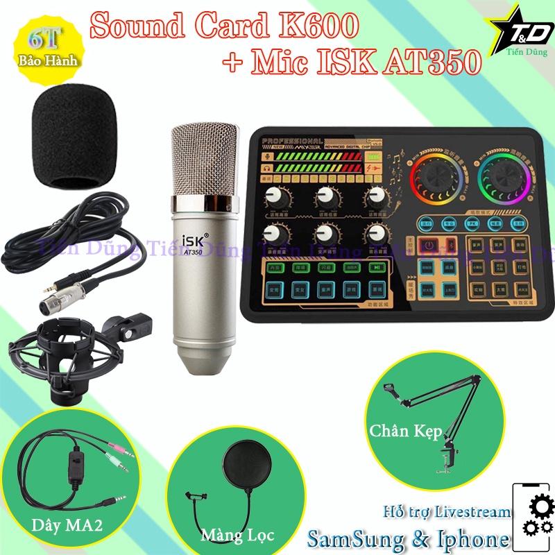 Combo mic thu âm AT350 sound card k600 dây livestream MA2 chân màng- Micro live sound card K600 có bluetooth autu-tune