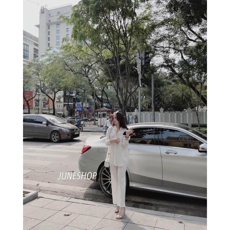 ️ Set Áo Sơ Mi đũi Oversize + Quần ống suông xinh xắn