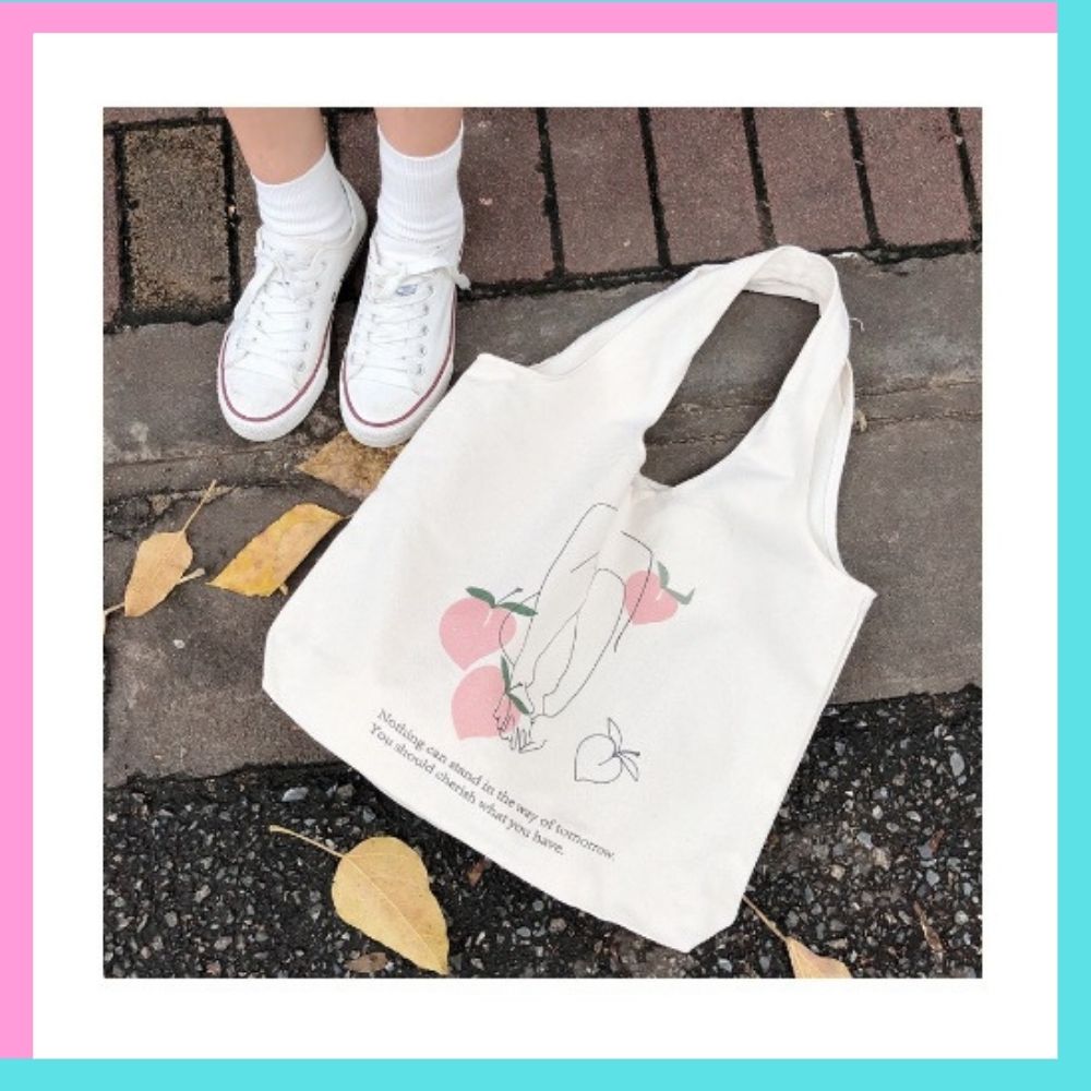 Túi tote vải đeo chéo canvas bag giá rẻ đẹp đi học TX337