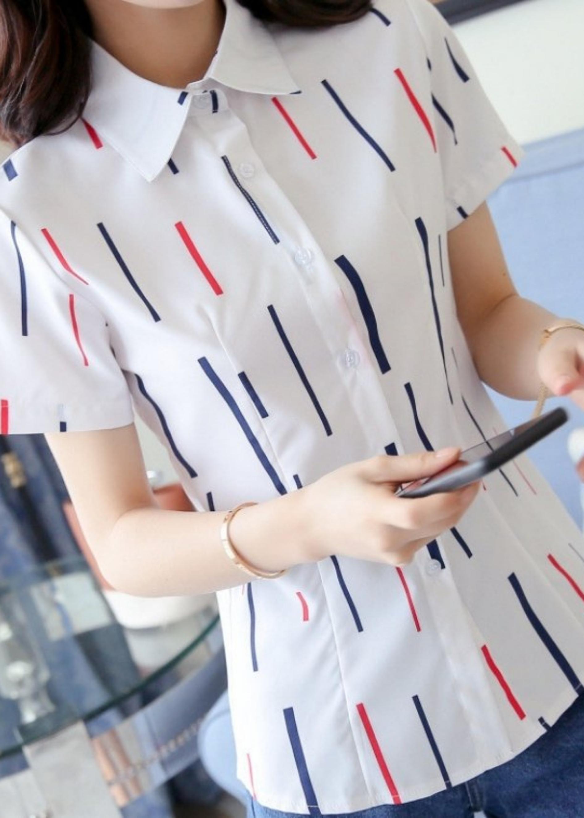 Áo Sơ Mi Nữ Ngắn Tay Họa Tiết Sọc Khúc Mã R384 Thời Trang PONIVA Phong Cách Hàn Quốc Thiết Kế Nữ Tính Trẻ Trung Năng Động