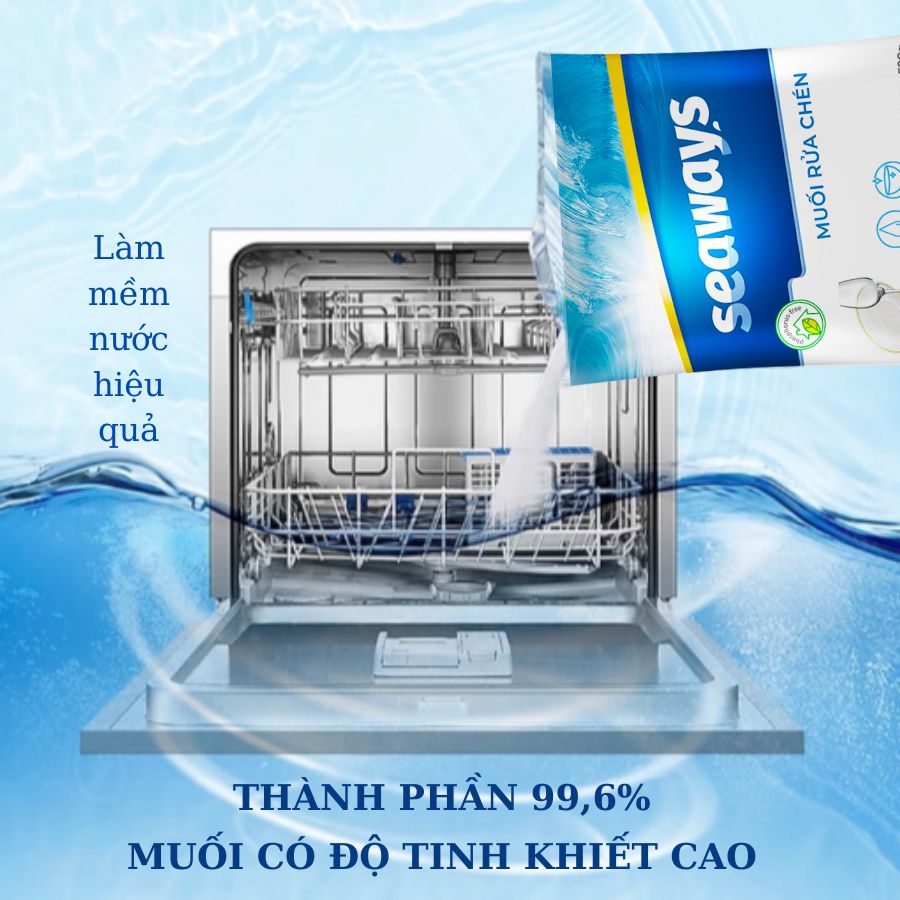 1 túi viên rửa chén Seaways + 1 túi muối 500gr- Dành cho mọi loại máy rửa chén bát