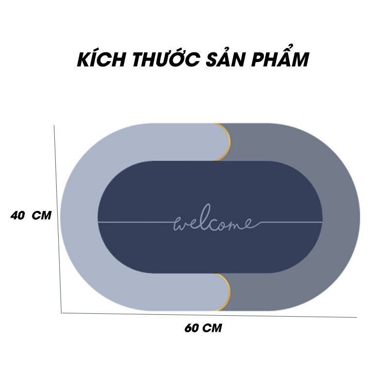 Thảm lau chân nhà tắm 4 lớp cao cấp chất liệu cao su siêu thấm hút,mau khô,chống trơn trượt kích thước 40*60cm