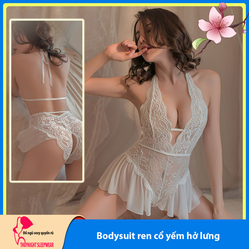 Váy ngủ bodysuit ren hở lưng sexy gợi cảm P68 - Đầm ngủ bodysuit quyến rũ - Đồ ngủ nữ sexy