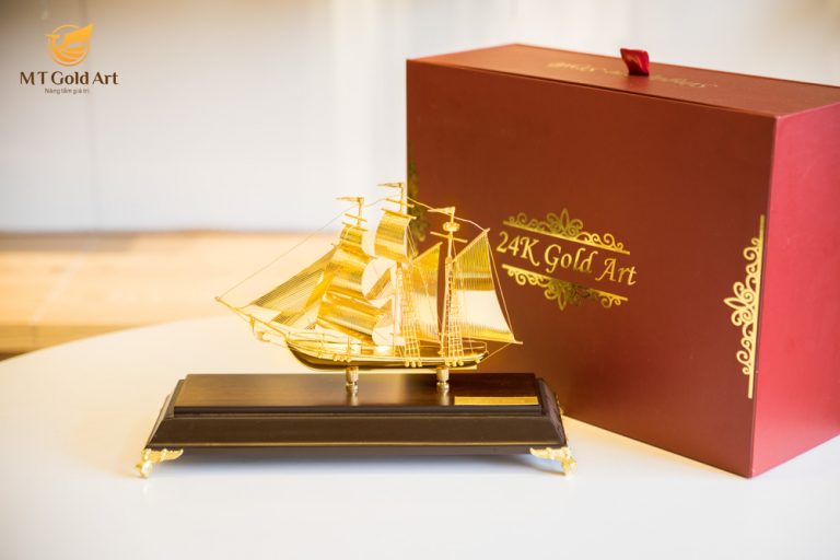 Mô hìnnh thuyền mạ vàng MT Gold Art M03- Hàng chính hãng, trang trí nhà cửa, phòng làm việc, quà tặng sếp, đối tác, khách hàng, tân gia, khai trương