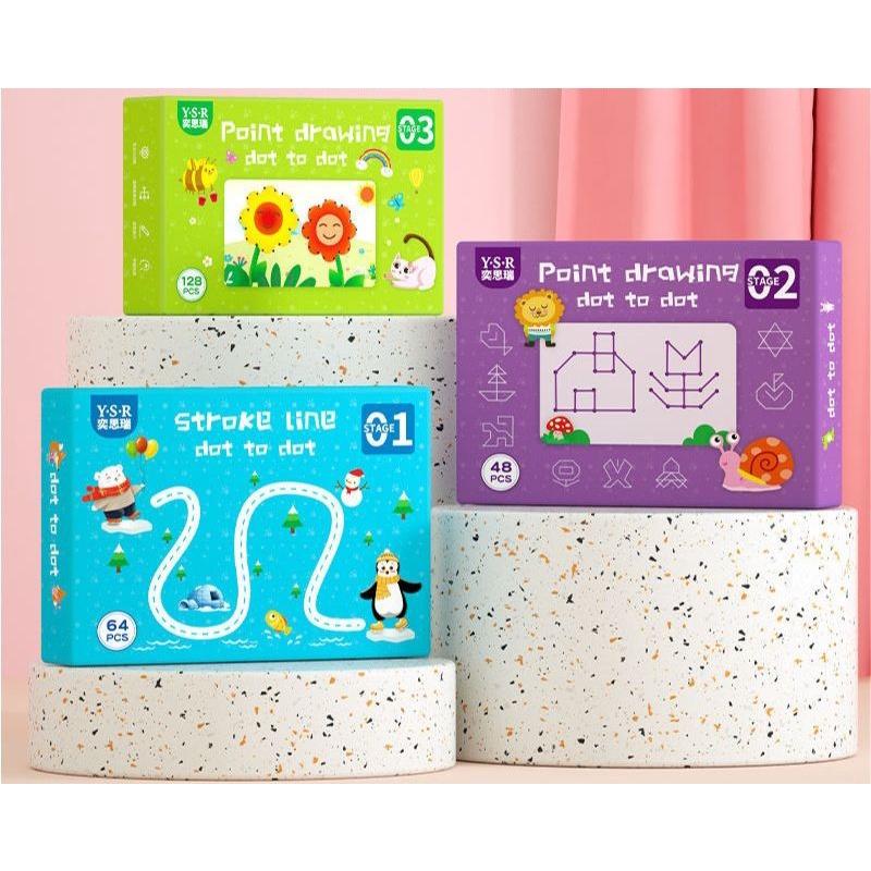 Đồ chơi Montessori giáo dục sớm tập viết tập tô nối điểm nối số luyện cầm bút có thể xoá được