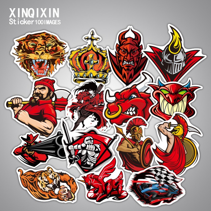 Bộ 100 miếng Sticker hình dán Red Warrior