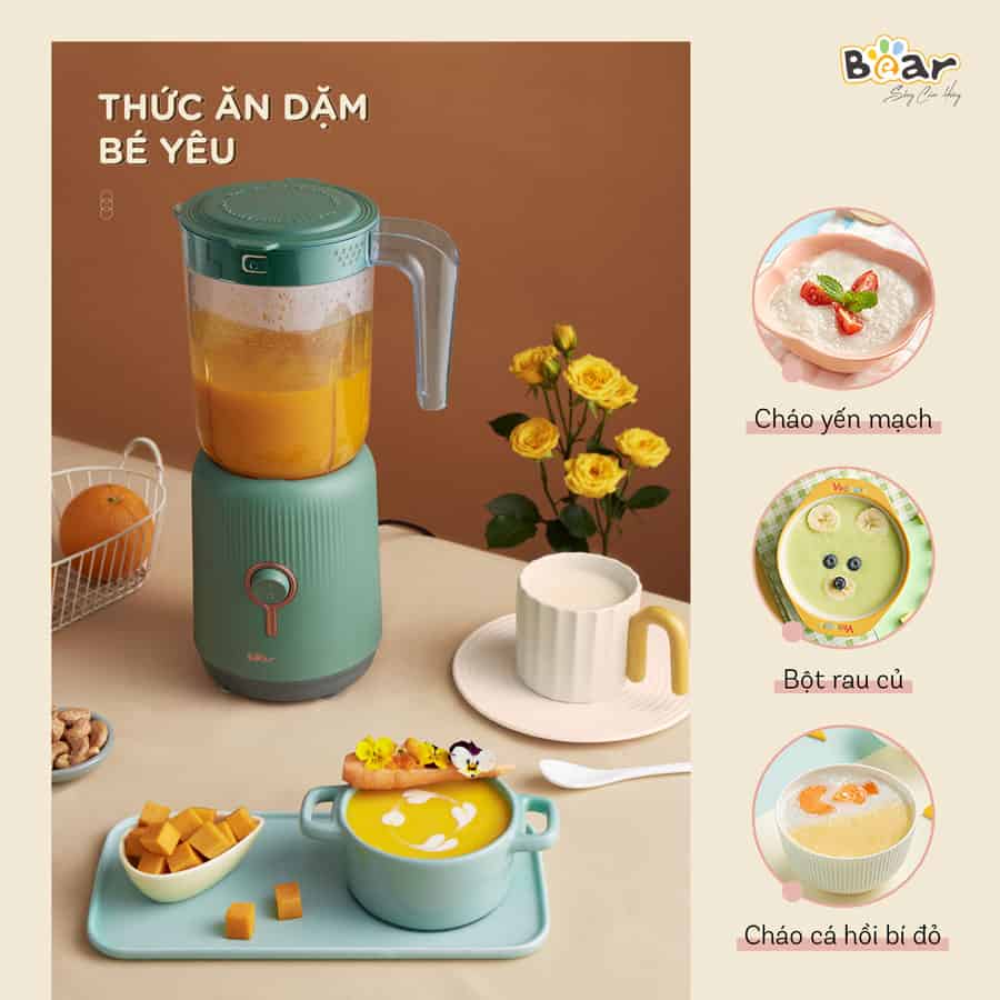 Máy Xay Sinh Tố Đa Năng 3 Cối BEAR Xay Thịt, Xay Đồ Khô, Xay Đồ Ăn Dặm Công Suất Lớn BL-B10V2- Hàng chính hãng