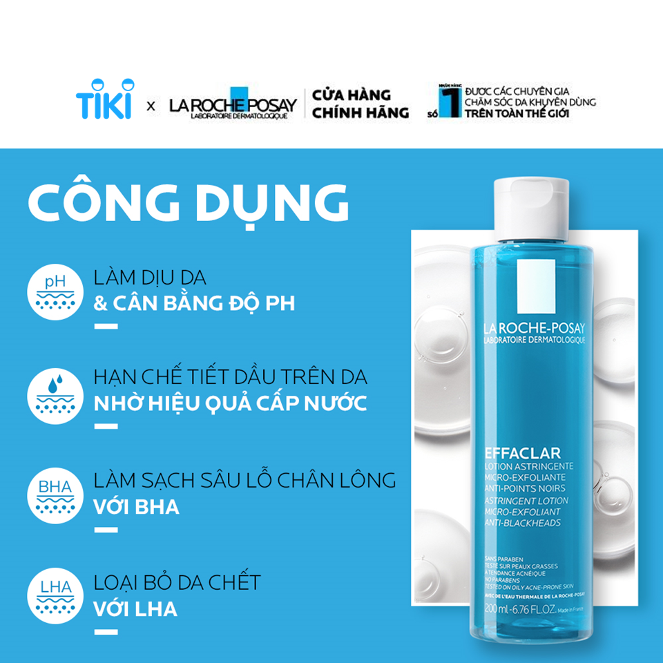 Nước cân bằng giàu khoáng dành cho da dầu La Roche Posay Effaclar Astringent Lotion 200ml