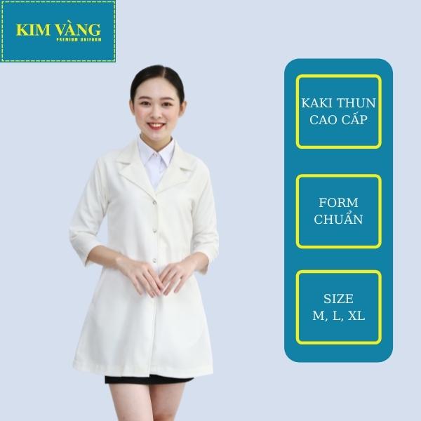 Áo Blouse bác sĩ, áo dược sĩ, đồng phục bệnh viện tay ngắn chất liệu Kaki thun - Mẫu 05