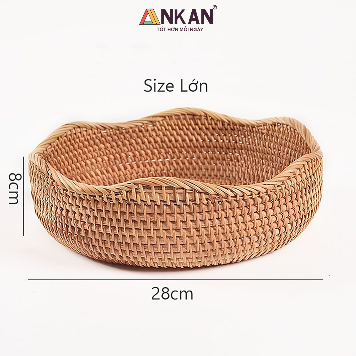 Rổ Đựng Trái Cây, Đồ Khô Chất Liệu Mây Tre Đan Thủ Công, Giỏ Đựng Đồ Decor Nhà Ăn, Phòng Khách