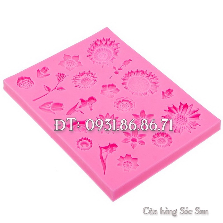 Khuôn silicon các loại hoa dại, hoa hướng dương - Mã số 1672