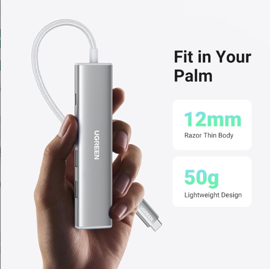 Cáp chuyển USB-C sang HDMI + PD 100W + 3 x USB 3.0 Ugreen 35580 - Hàng chính hãng