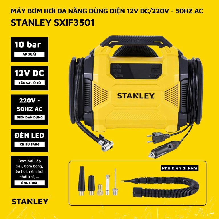 Máy bơm hơi đa năng dùng điện 12V/220V Stanley SXIF3501- HÀNG CHÍNH HÃNG