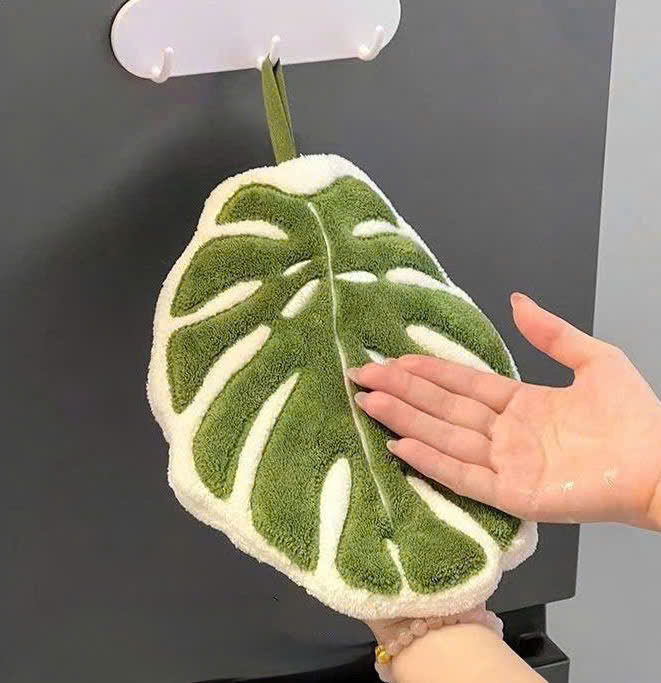 Khăn Lau Tay Nhà Tắm &amp; Khăn Decor Nhà Bếp Siêu Thấm Hút – Khăn Lông San Hô Mềm Mại, Hoa Văn Lá Dễ Thương, Nhanh Khô- HÀNG CHÍNH HÃNG MINIIN