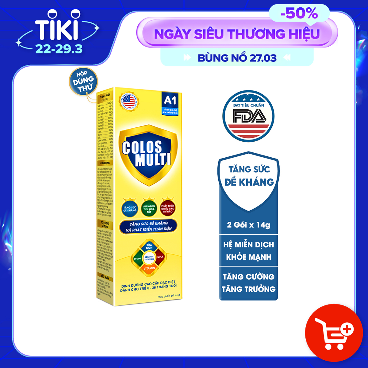 Sữa non Colosmulti Biotic hộp 2 gói x 16g chuyên biệt cho trẻ táo bón, tiêu hóa kém