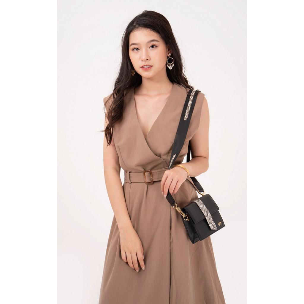 Túi Xách Nữ Có Quai Đeo Da Bò Phối Da Trăn Cao Cấp Màu Đen WT Leather 050199102