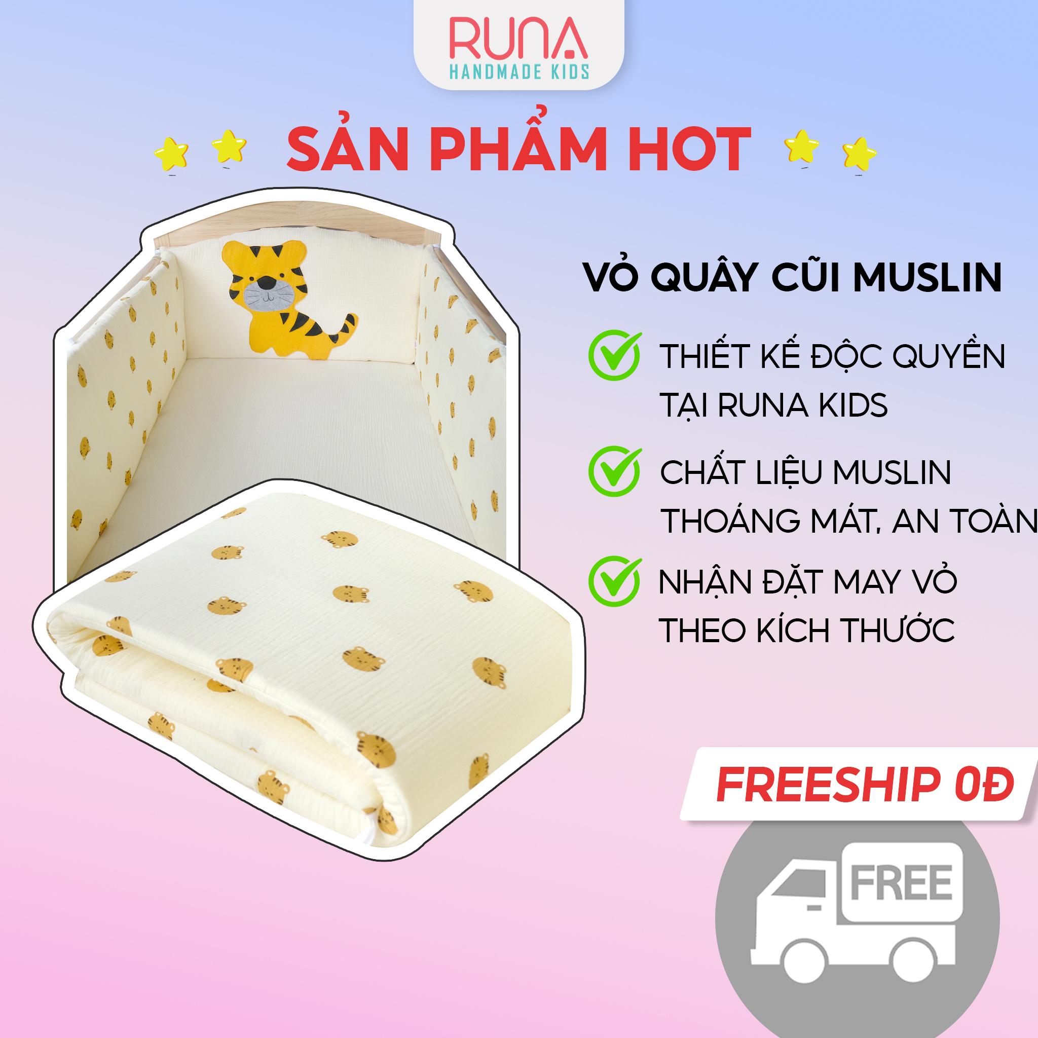 Vỏ quây cũi Áo quây cũi cho bé áp hình thú Runa Kids