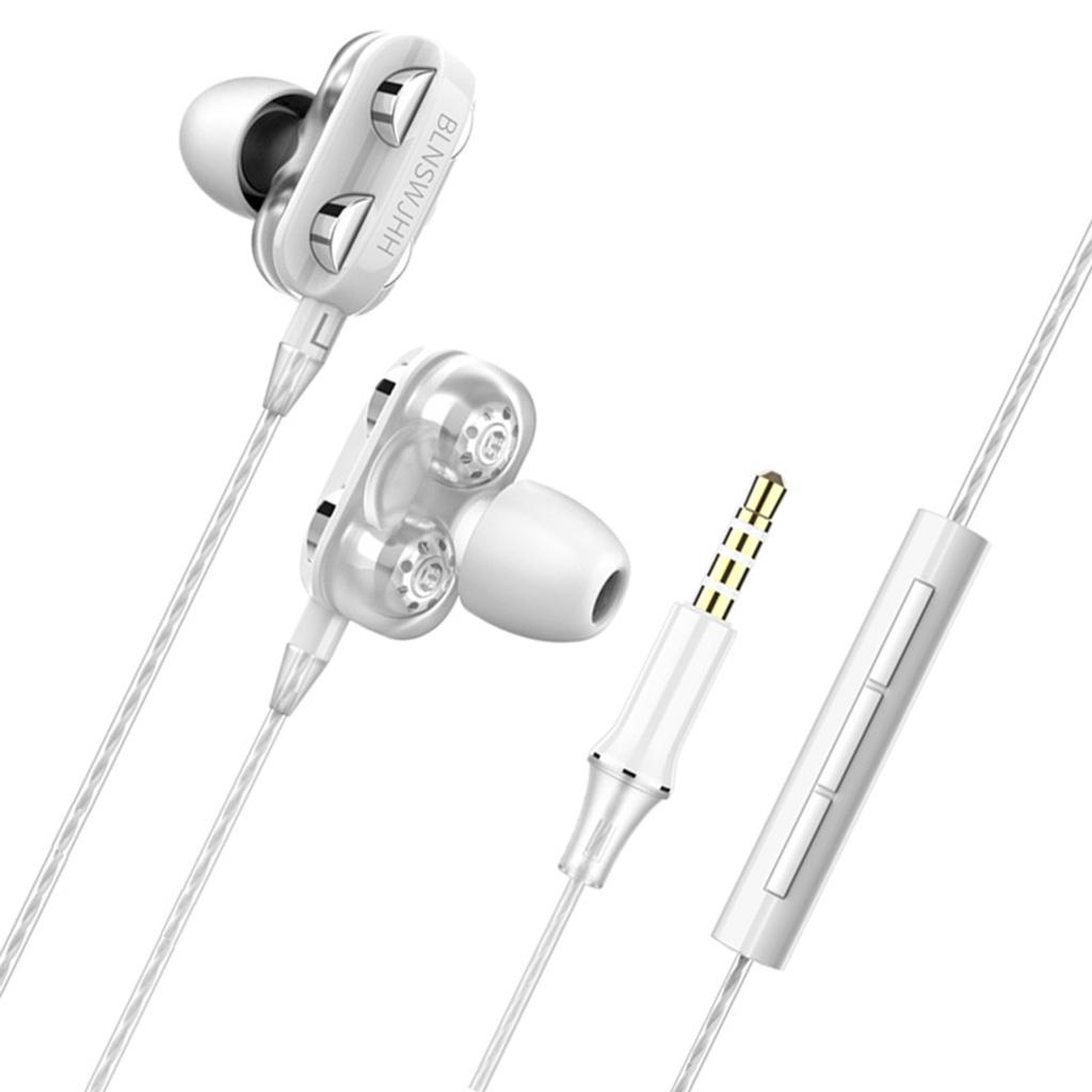 Dual Driver 3.5MM in-Ear Wired Earphones HiFi Stereo Bass Earbuds Headphones with Microphone for Phone Computer Headset
