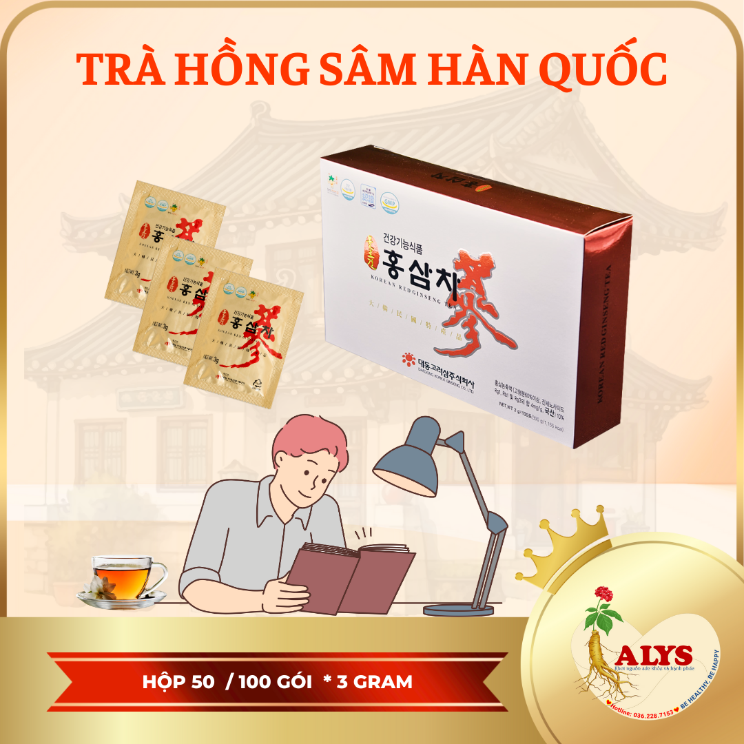 Trà Hồng Sâm Hàn Quốc Deadong 4mg/g ( Hộp 50 gói/100 gói )