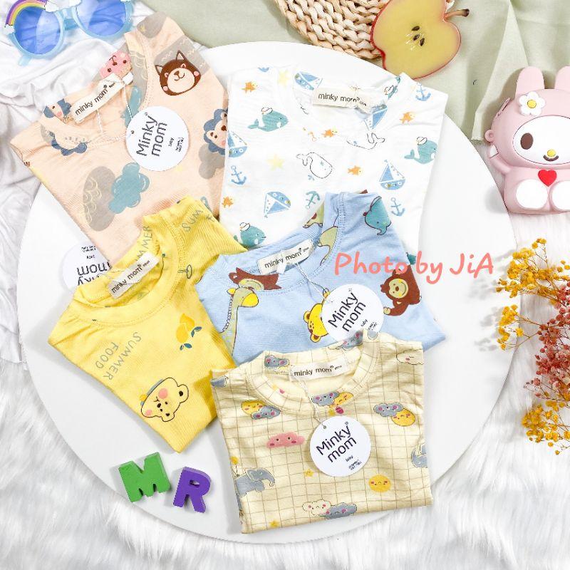 Bộ Dài tay thun lạnh Minky Mom in hình toàn thân cho bé trai bé gái từ 7-27kg