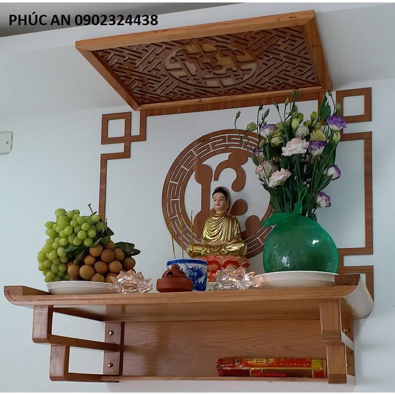 Mẫu bàn thờ phật treo tường tphcm mã 3LH80CV Size 81 x 48 trọn bộ đầy đủ y như trong hình