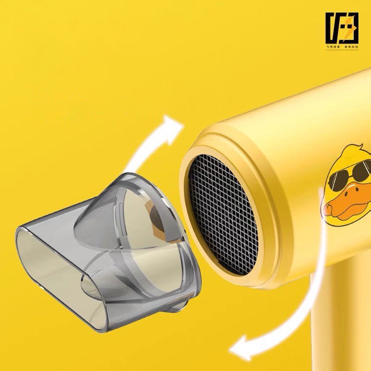 Máy sấy tóc mini du lịch hình con vịt vàng siêu dễ thương kèm đầu sấy