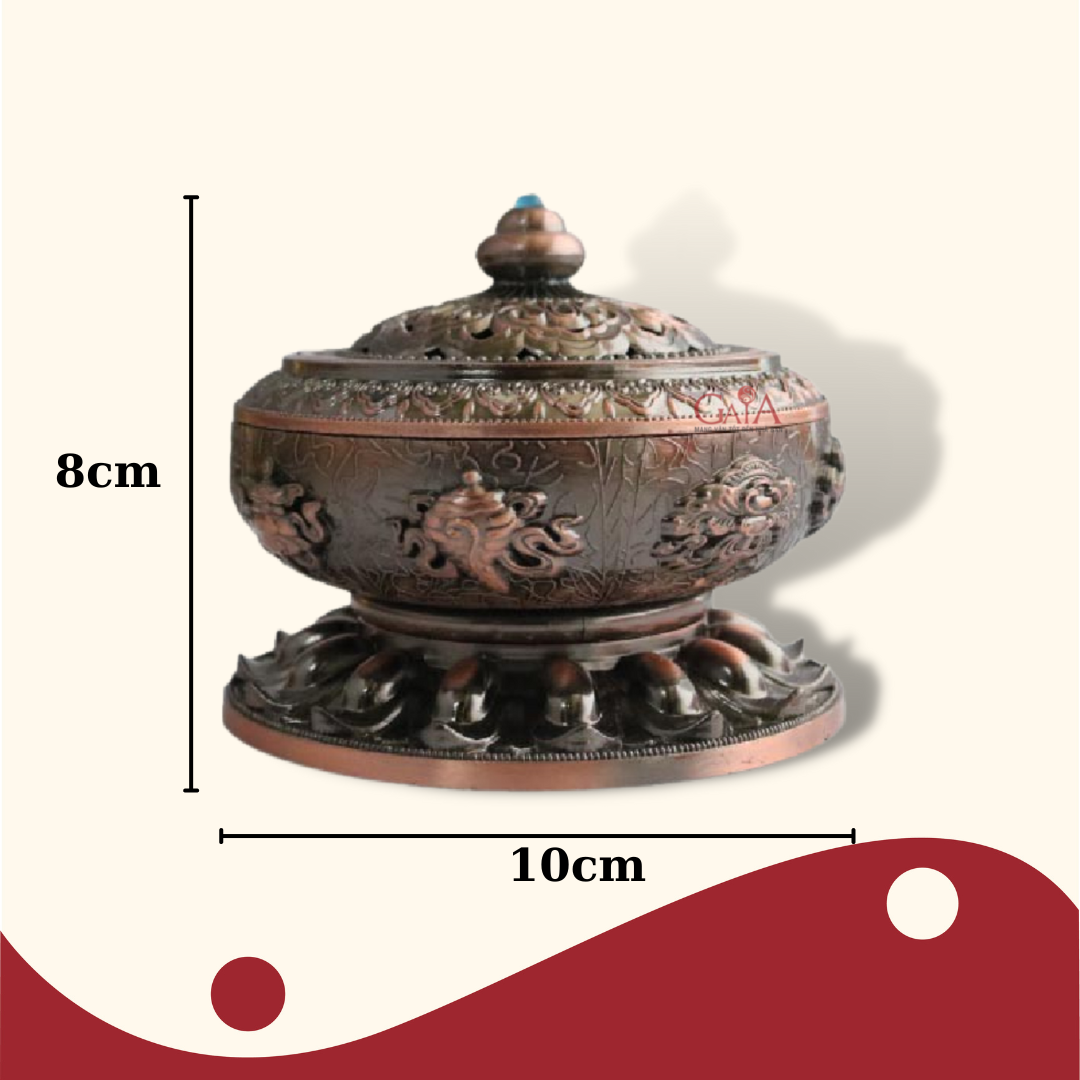 Đế xông trầm-đốt nhang vòng khắc hoạ tiết Bát bảo