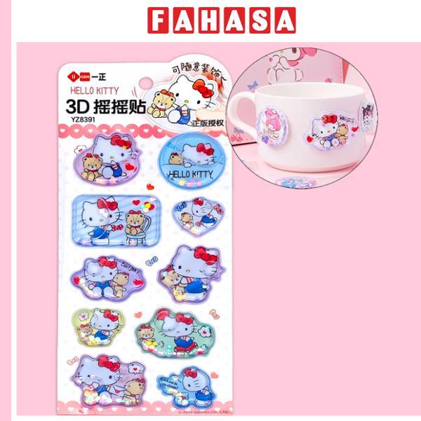 Bộ 10 Sticker 3D Nước Kim Tuyến Hello Kitty - iiGEN YZ8391