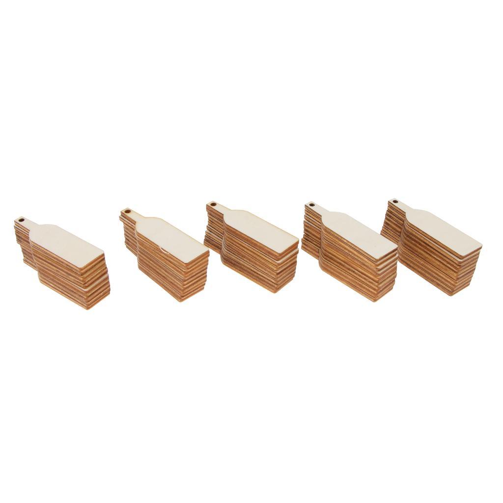 3-14pack 50 Pieces Blank Wooden Wine Bottle Cutout Gift Tags Label Ornament DIY