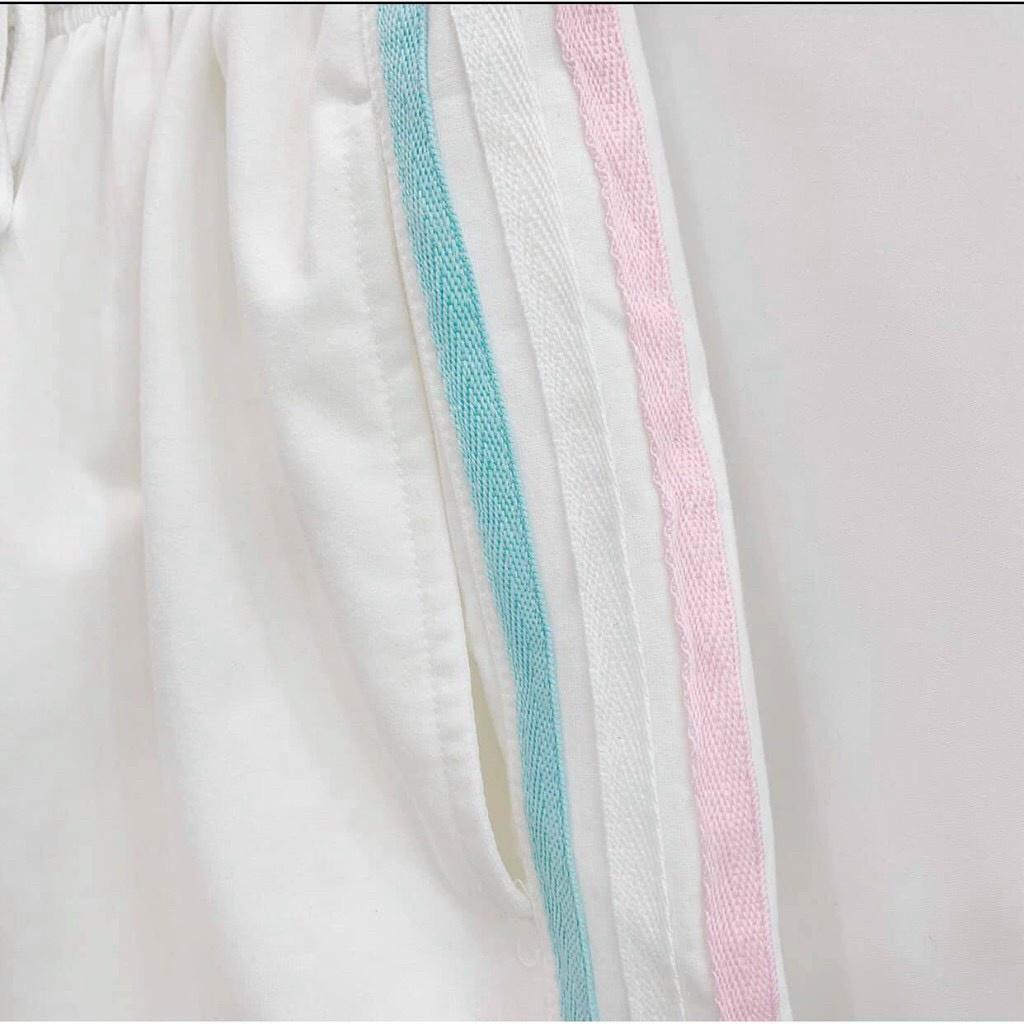Quần short thun nữ, Quần Đùi Unisex họa tiết 3 sọc màu cực đẹp