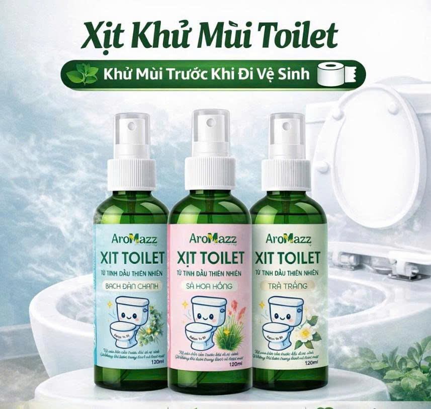 (Combo 3) Xịt Toilet Trước Khi Đi Vệ Sinh AroMazz, Xịt Khử Mùi  Nhà Vệ Sinh Từ Tinh Dầu Thiên Nhiên An Toàn Cho Gia Đình Dùng Hàng Ngày 120ml