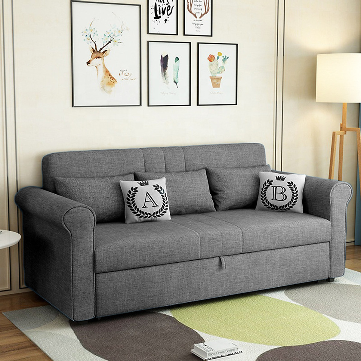 Sofa giường kéo Tundo thông minh màu xanh dương nhạt