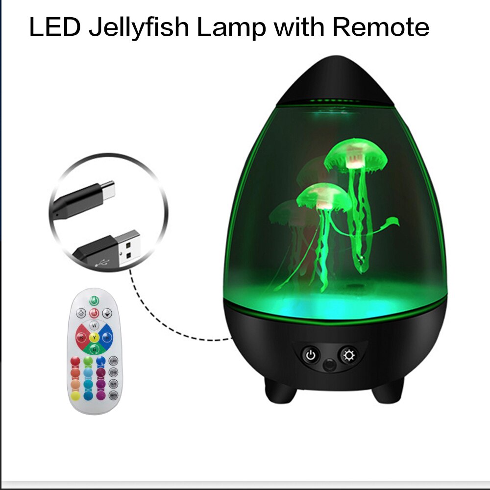 Đèn ngủ LED đổi màu RGB Jellyfish Tank Night Lamp Light with Remote Controller