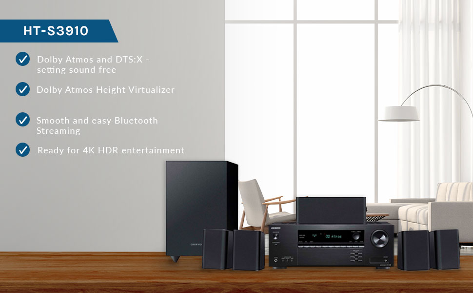 ONKYO HT-S3910 | Hệ Thống Âm Thanh Rạp Chiếu Thu Nhỏ 5.1 Dolby Atmos &amp; DTS: X - Tiêu Chuẩn Nhật Bản - Công suất 900W | Hàng Chính Hãng _ Mới 100%