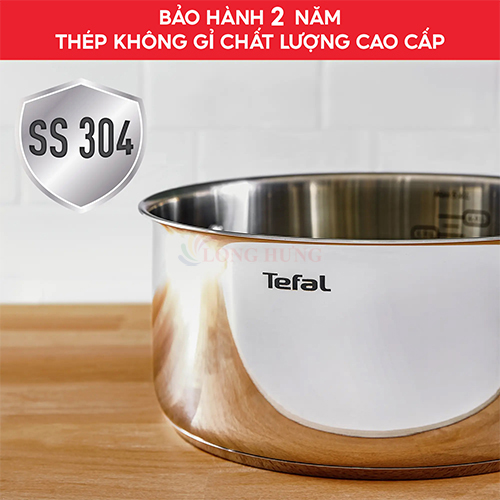 Nồi cán dài/quánh Inox liền khối có nắp Tefal Starter 16cm E3252295/18cm E3252395 - Hàng chính hãng