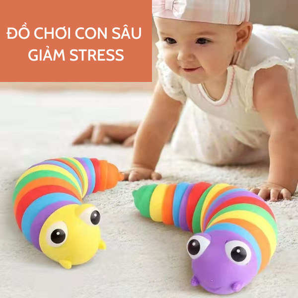 Đồ chơi con sâu bướm co dãn, đàn hồi xả stress nhiều màu sắc, ngộ nghĩnh, vui nhộn