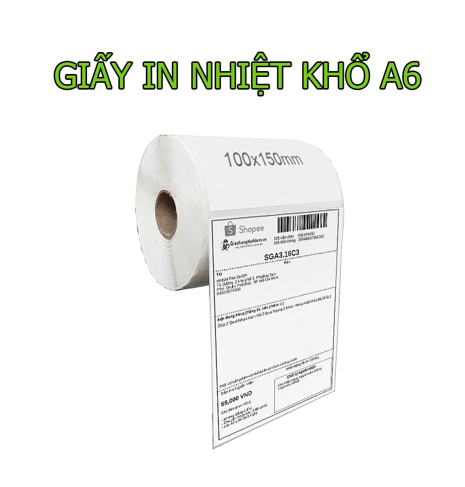 Giấy in đơn hàng Tiktok shop, các sàn TMĐT khổ A6 , in nhãn phụ, vận đơn của các đơn vị vận chuyển kích thước cm , chất lượng bám dính tốt