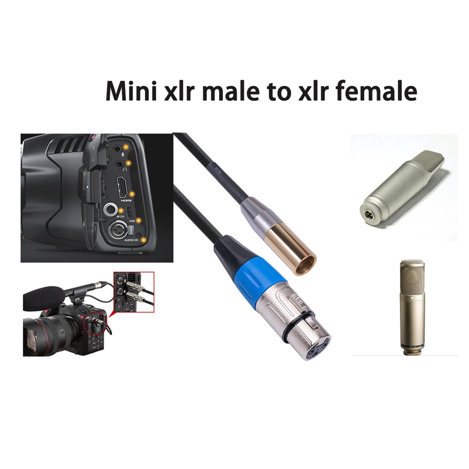 Mini XLR Male to XLR Female Adapter Cable, 3-pin Mini XLR Male to XLR Female Adapter Cable, for BMPCC 4K Camera Video Assist 4K Sharp 8K