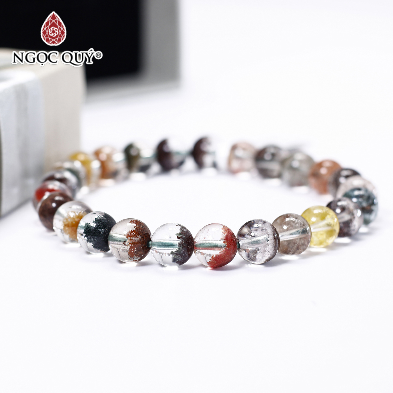 Vòng tay đá ưu linh đa sắc size hạt 8mm - Ngọc Quý Gemstones