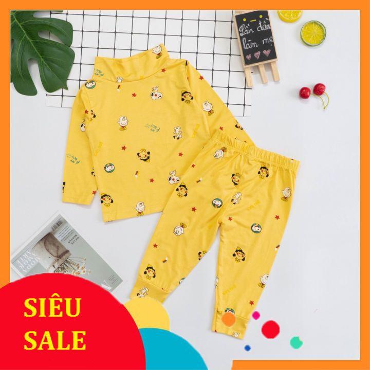 Bộ dài tay cổ cao 3p in hình gấu Panda thun lạnh cho bé