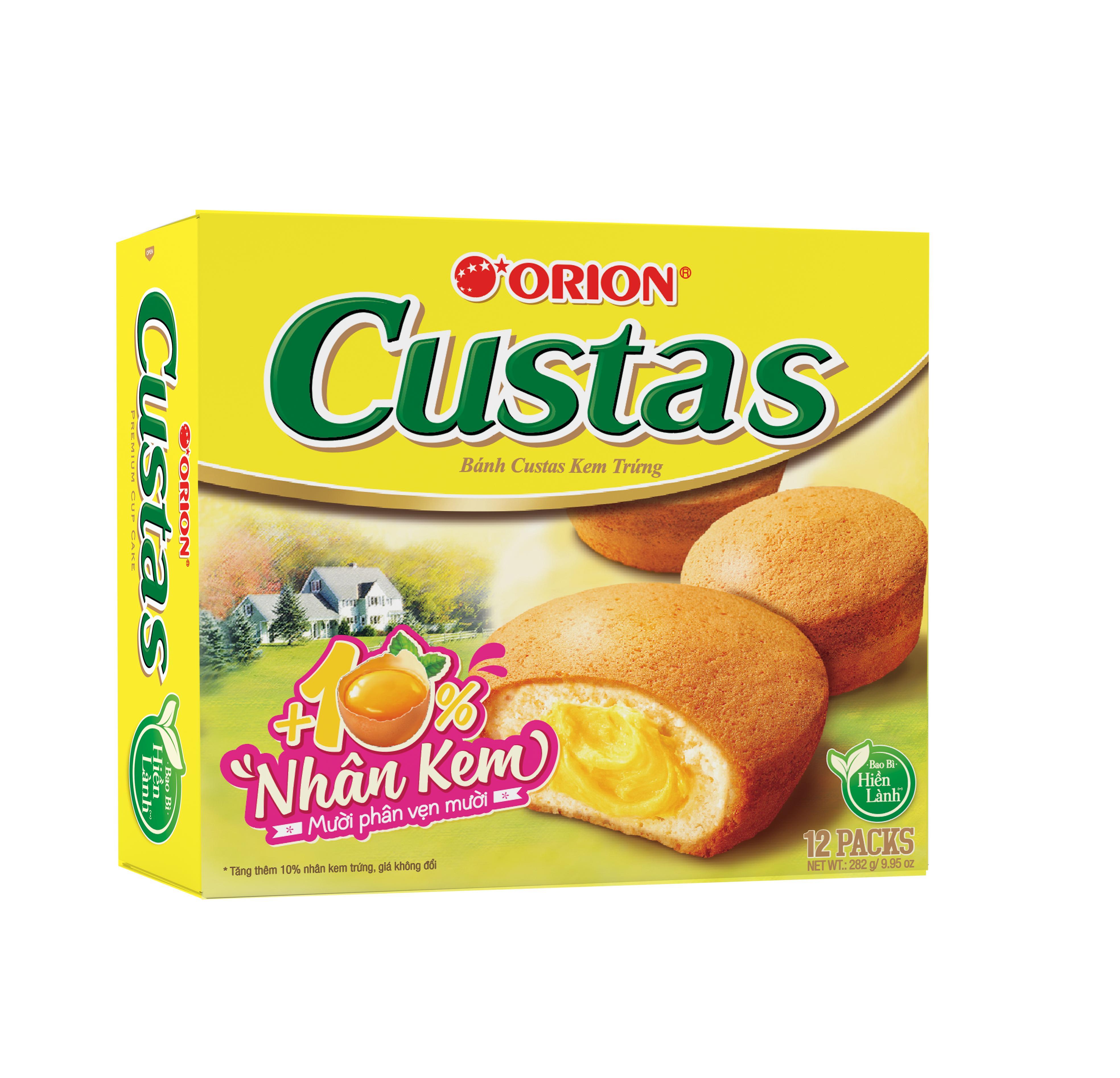 Hộp 12 gói bánh Orion CUSTAS nhân kem BƠ TRỨNG (282G)