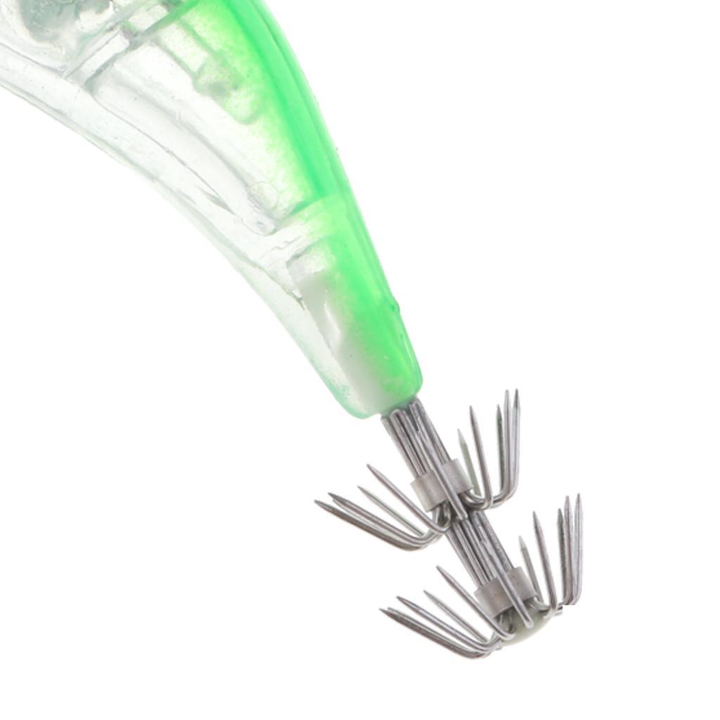 Glow In Dark Squid Jigs Hooks Green Shrimp Fishing Lures With Luminous Hook