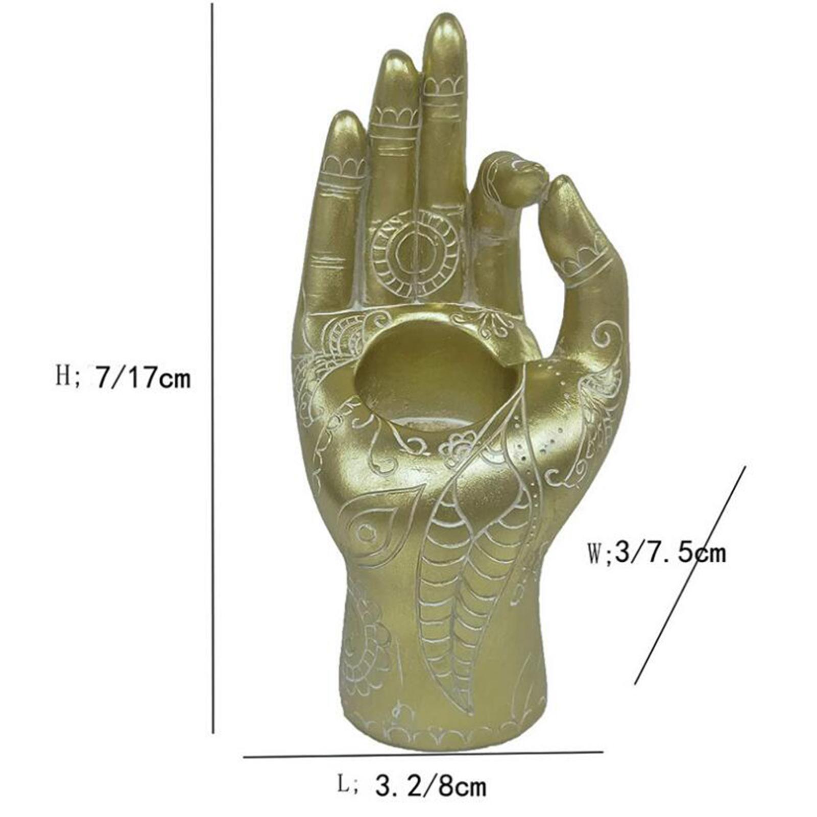 Buddha Yoga Mudra Hand Home Candle Holder Meditation Room Ornament Bronze