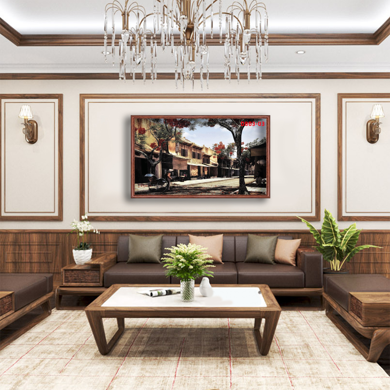 D803 01 Tranh kính Phố cổ Hà Nội