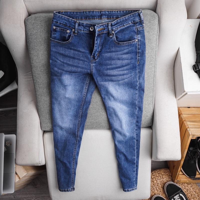 Quần jean nam cao cấp hàng vnxk slimfit màu xanh - co giãn - ôm nhẹ