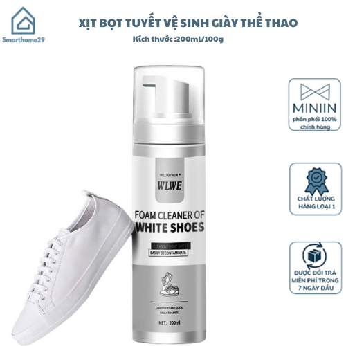 Xịt Bọt Tuyết Vệ Sinh Giày Thể Thao, Khử Mùi &amp; Làm Trắng Giày NAM NỮ (XGRT1) - HÀNG CHÍNH HÃNG MINIIN