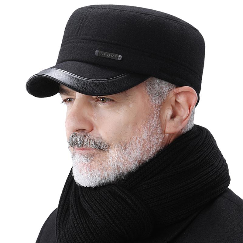 Quân đội mũ phẳng ấm áp mùa đông mũ thể thao mũ golf cho nam snapback casquette xương bố mũ Gorras Earflaps làm dày bóng chày Color: gray Size: 55-60CM