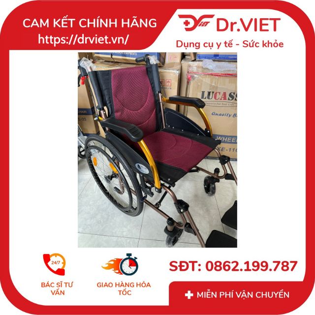 Xe lăn nhôm du lịch Lucass X-65 [Chính hãng] - Tiện lợi, nhỏ gọn, dễ mang theo đi du lịch dành cho người già, người khuyết tật