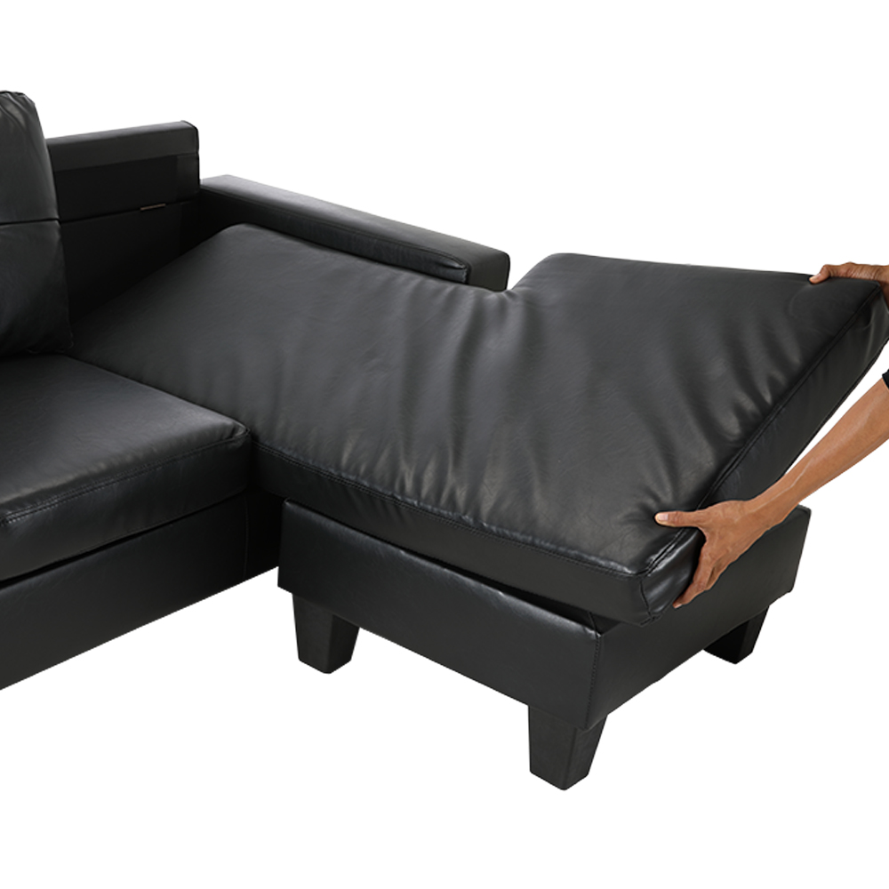 Sofa giường góc chữ L trái ARDEN khung gỗ, đệm bọc da PVC cao cấp màu đen | Index Living Mall -  Phân phối độc quyền tại Việt Nam