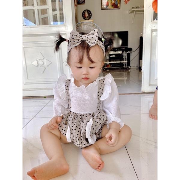 Body Tim Đen Màu Be Phối Cổ Trắng Cho Bé Gái 3-12kg Chất Đũi Xốp Phối Cà Bông [B206